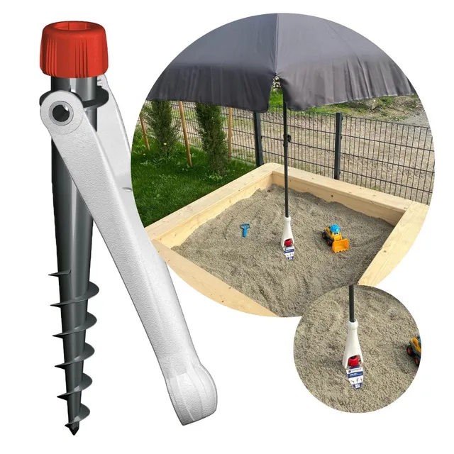 krinner-vario-drill-support-parasol-blanc-ancre-au-sol-spirale image 1