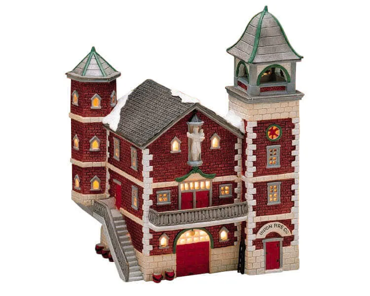 lemax-union-fire-co-caserne-de-pompiers-miniature-lumineuse image 1