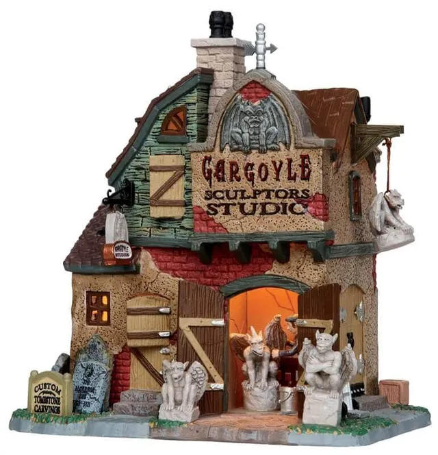 lemax-gargoyle-sculptor-s-studio-b-timent-spooky-town-lumineux image 1