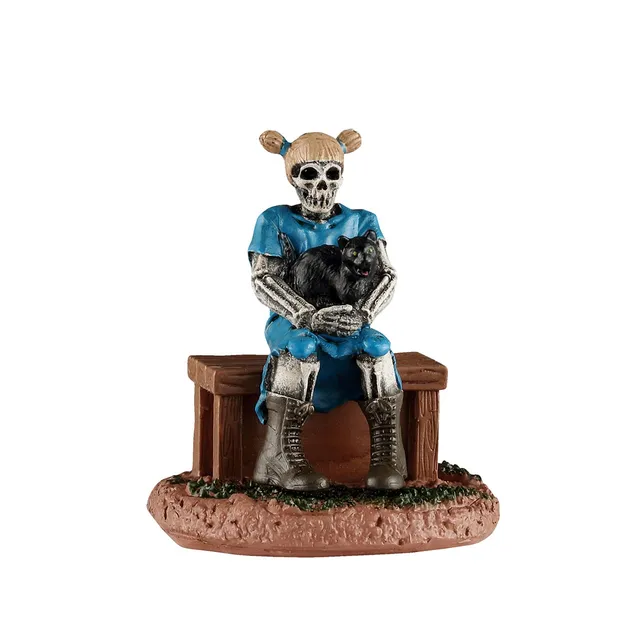 lemax-ghoul-sister-with-cat-figurine-fant-me-et-chat-spooky-town image 1