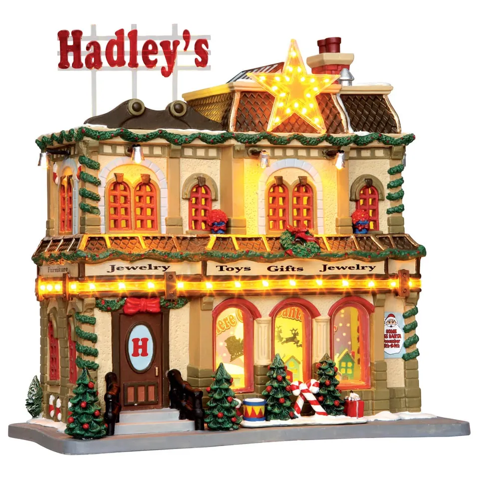 lemax-hadley-s-department-store-grand-magasin-lumineux-pour-village-miniature image 1