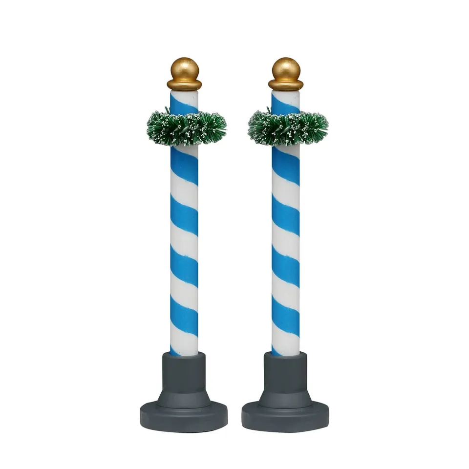 lemax-biergarten-poles-poteaux-bavarois-bleu-blanc image 1