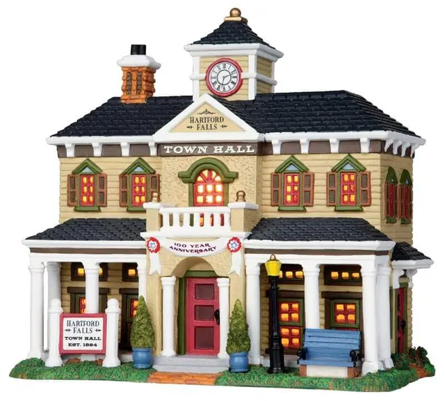 lemax-hartford-falls-town-hall-mairie-miniature-village-de-no-l image 1