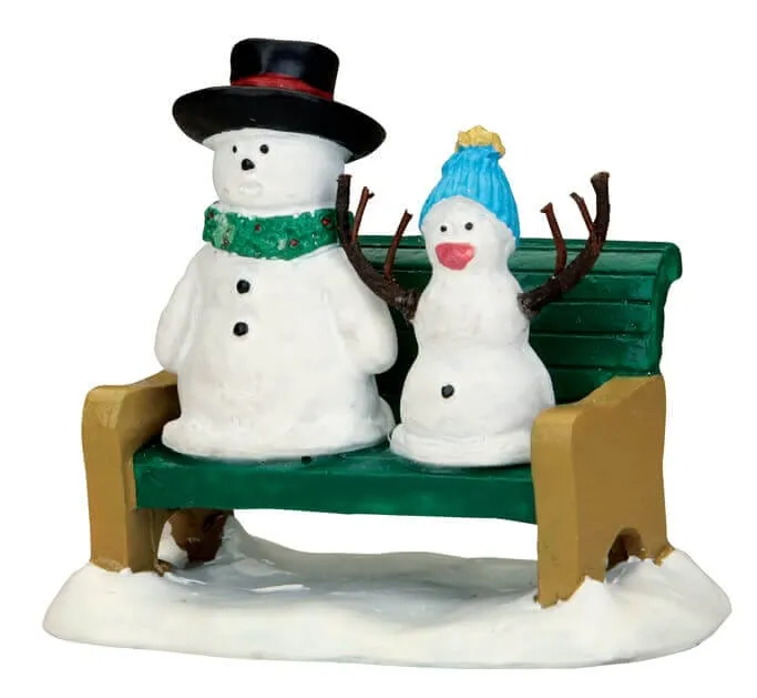 lemax-snowdad-snowbaby-figurines-miniature-banc-enneig image 1