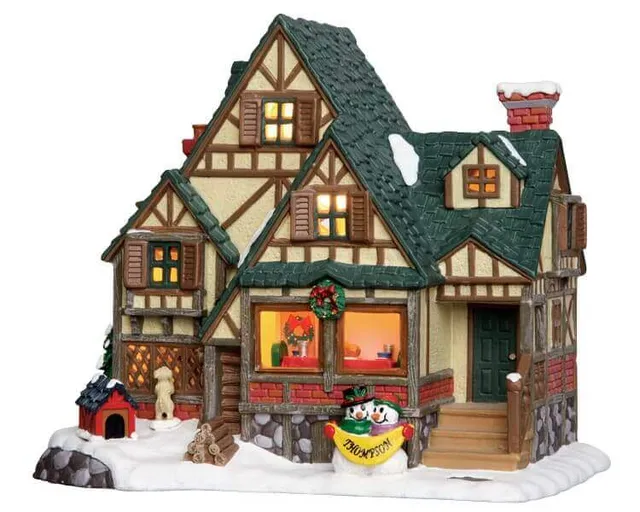 lemax-thompson-tudor-house-maison-miniature-lumineuse-village-de-no-l image 1