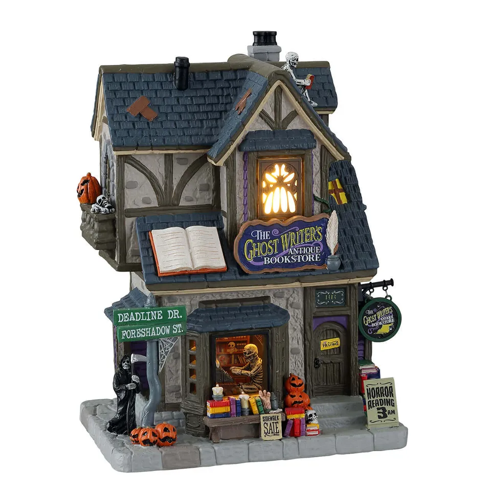 lemax-the-ghost-writer-s-antique-bookstore-librairie-hant-e-lumineuse-spooky-tow image 1