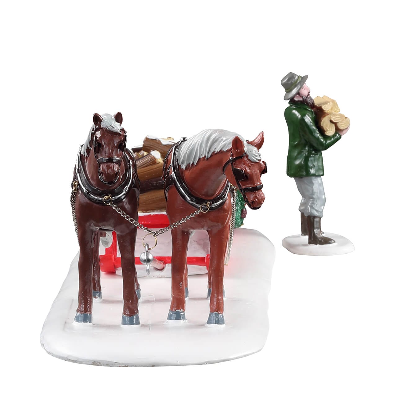 lemax-firewood-delivery-tra-neau-et-chevaux-miniatures-vail-village image 2