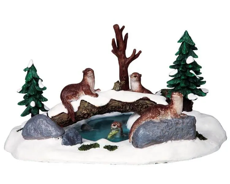 lemax-otters-figurines-loutres-miniatures-village-de-no-l image 1