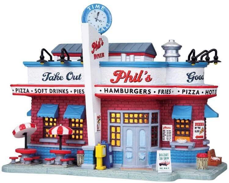 lemax-phil-s-diner-b-timent-diner-am-ricain-miniature-lumineux-village-de-no-l image 1