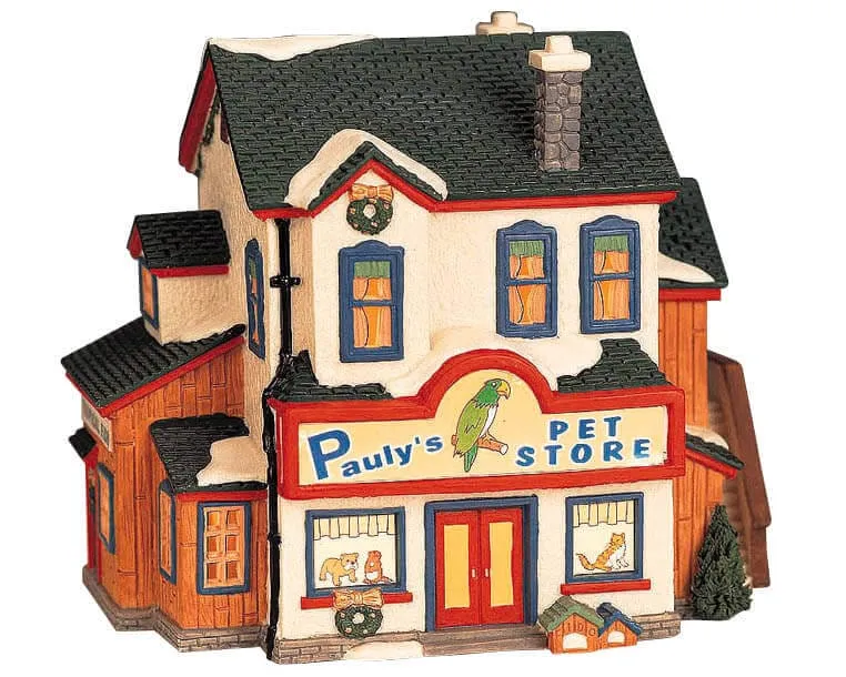 lemax-pauly-s-pet-store-animalerie-miniature-lumineuse image 1