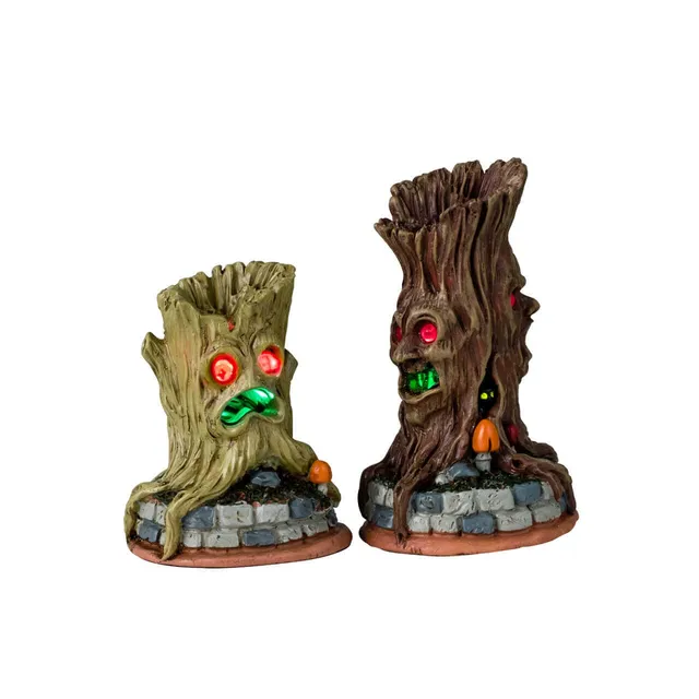 lemax-spooky-tree-trunks-arbres-hant-s-yeux-rouges image 1