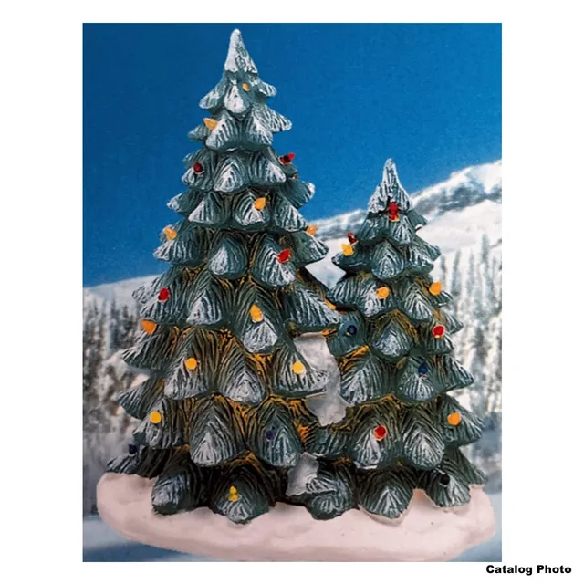 lemax-twin-christmas-tree-double-sapin-miniature-de-no-l image 1