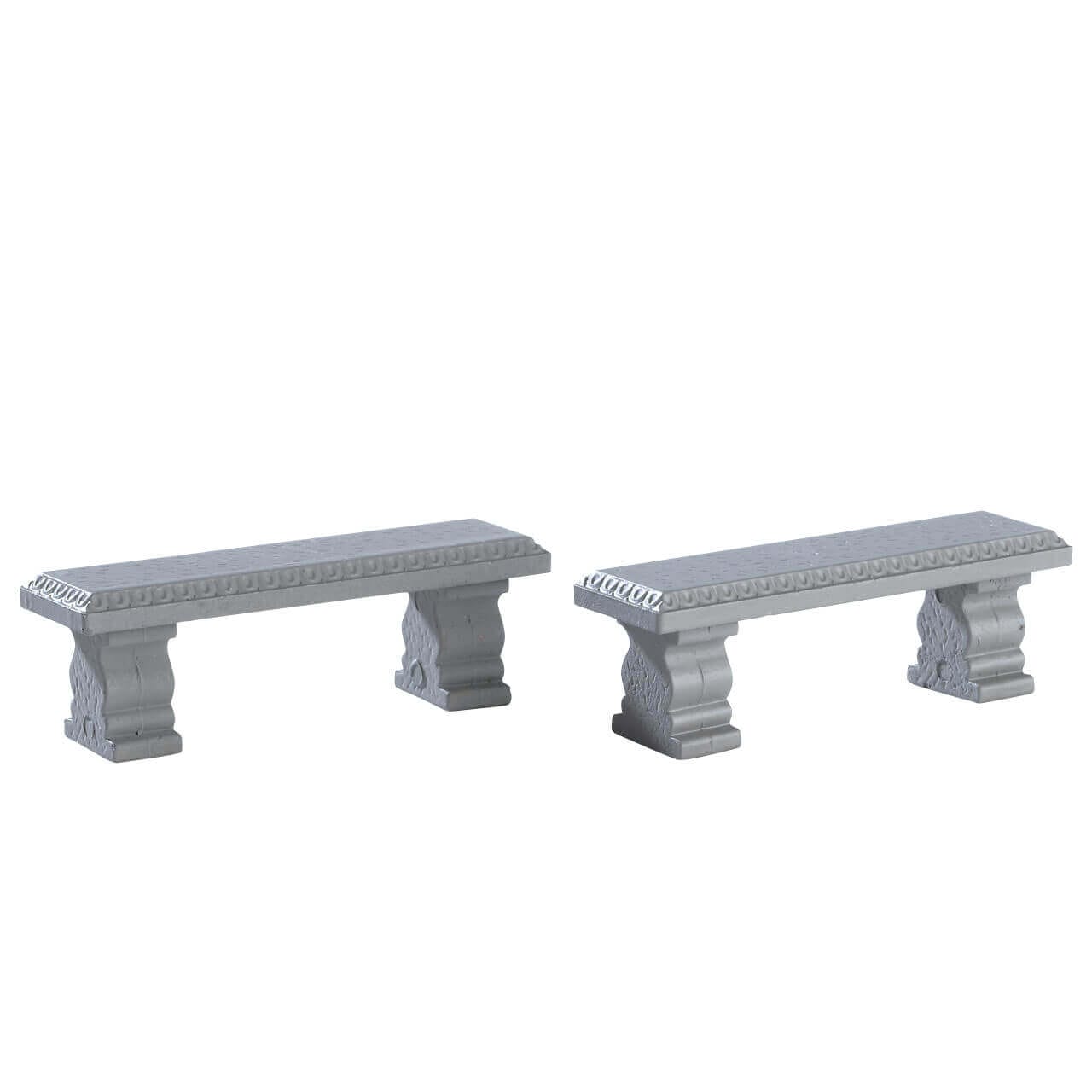 lemax-plaza-bench-set-of-2-lot-2-bancs-miniatures-village image 1