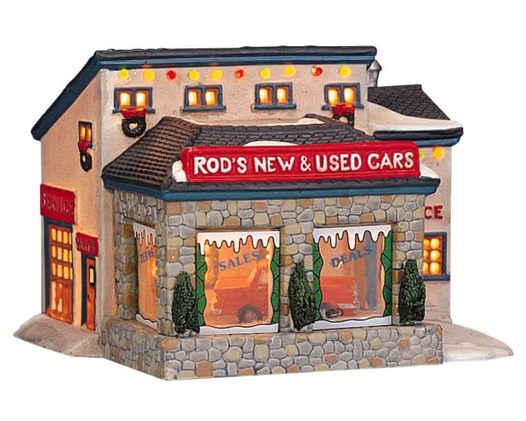 lemax-rod-s-car-lot-garage-automobile-miniature-lumineux-village-de-no-l image 1