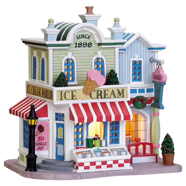 lemax-ice-cream-parlour-boutique-glacier-lumineuse-village-de-no-l image 1