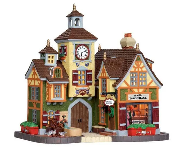 lemax-ye-olde-town-hall-mairie-lumineuse-de-village-miniature image 1