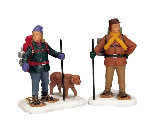 lemax-snowshoe-backpackers-figurines-randonneurs-raquettes image 1