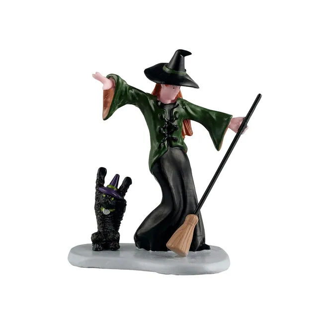 lemax-witch-s-dance-party-figurine-spooky-town-sorci-re-et-chat-noir image 1