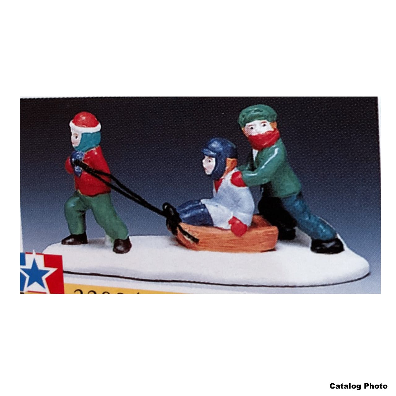 lemax-pulling-sled-figurine-village-miniature image 1