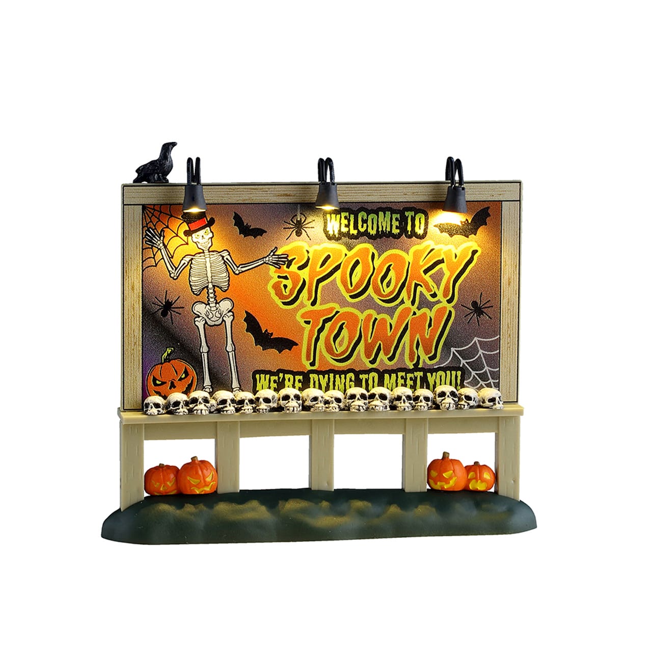lemax-welcome-to-spooky-town-sign-panneau-lumineux-halloween image 1