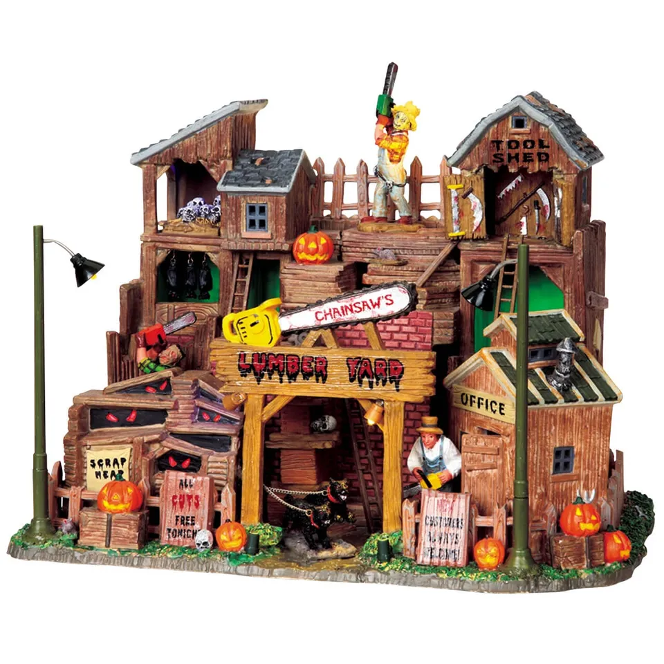 lemax-chainsaw-s-lumber-yard-b-timent-miniature-lumineux-anim-spooky-town image 1