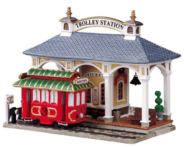 lemax-line-s-end-trolley-station-b-timent-de-village-miniature image 1
