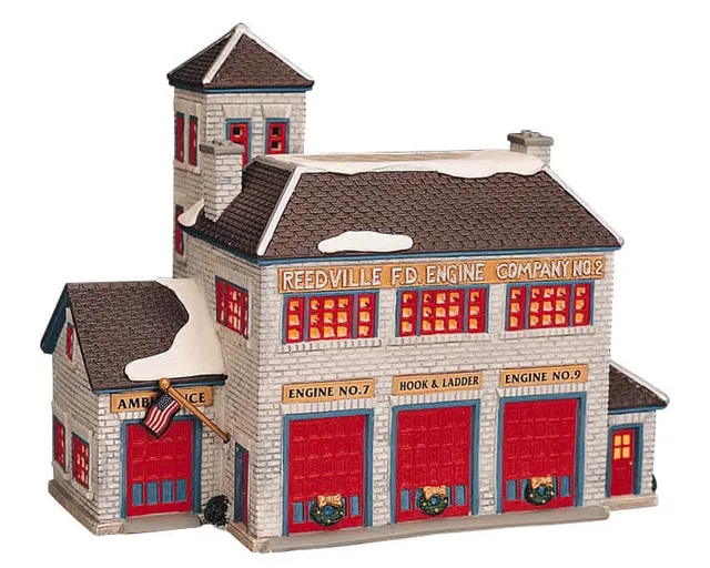 lemax-fire-station-caserne-de-pompiers-pour-village-miniature image 1