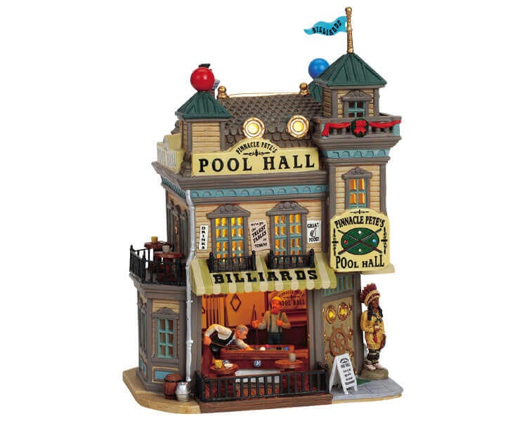 lemax-pinnacle-pete-s-pool-hall-salle-de-billard-miniature-lumineuse image 4