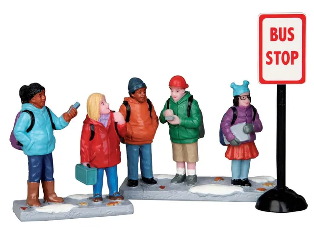lemax-bus-stop-set-of-3-accessoires-arr-t-de-bus-miniature image 1
