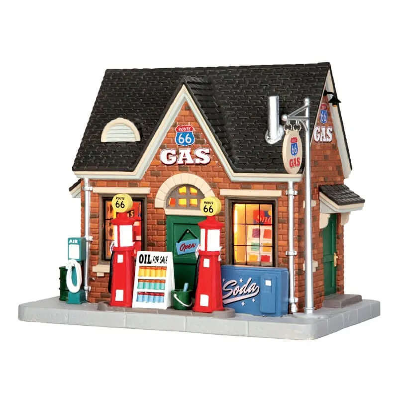 lemax-vintage-gas-station-station-service-miniature-lumineuse-r-tro image 1
