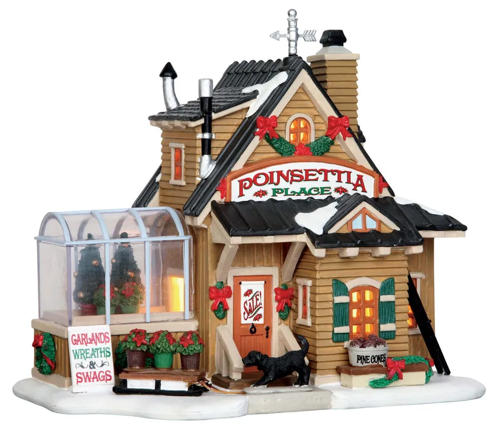 lemax-poinsettia-place-b-timent-de-village-miniature-lumineux image 1