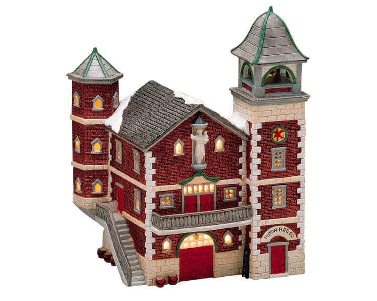 lemax-union-fire-co-caserne-de-pompiers-miniature-lumineuse image 1