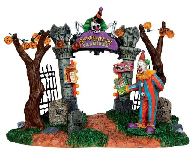 lemax-spookytown-carnival-gate-portail-miniature-lumineux-carnaval image 1