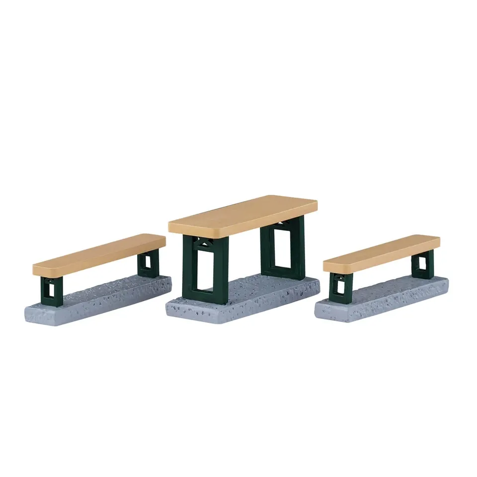 lemax-picnic-benches-tables-de-pique-nique-miniatures-village image 1