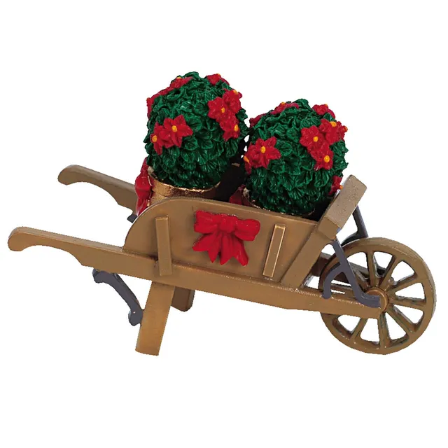 lemax-wheelbarrow-with-poinsettias-brouette-aux-poinsettias image 1