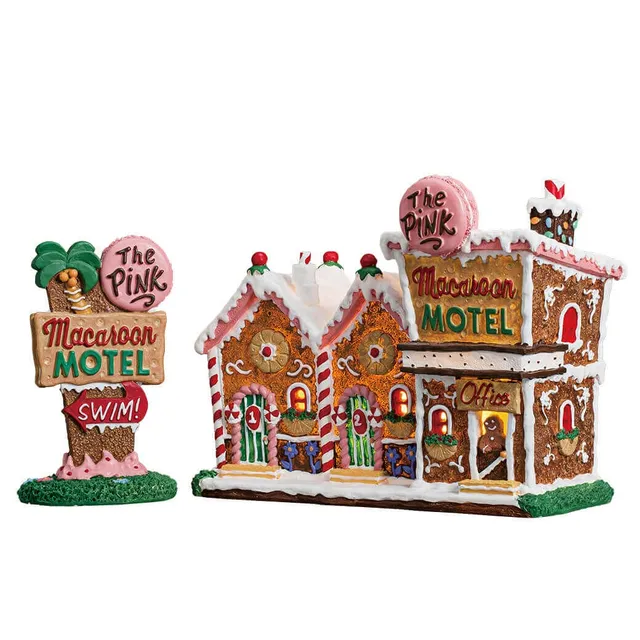 lemax-the-pink-macaroon-motel-set-de-2-b-timents-lumineux-sugar-n-spice image 1