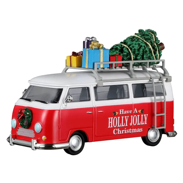lemax-christmas-van-camionnette-miniature-de-no-l-rouge-avec-sapin-et-cadeaux image 1