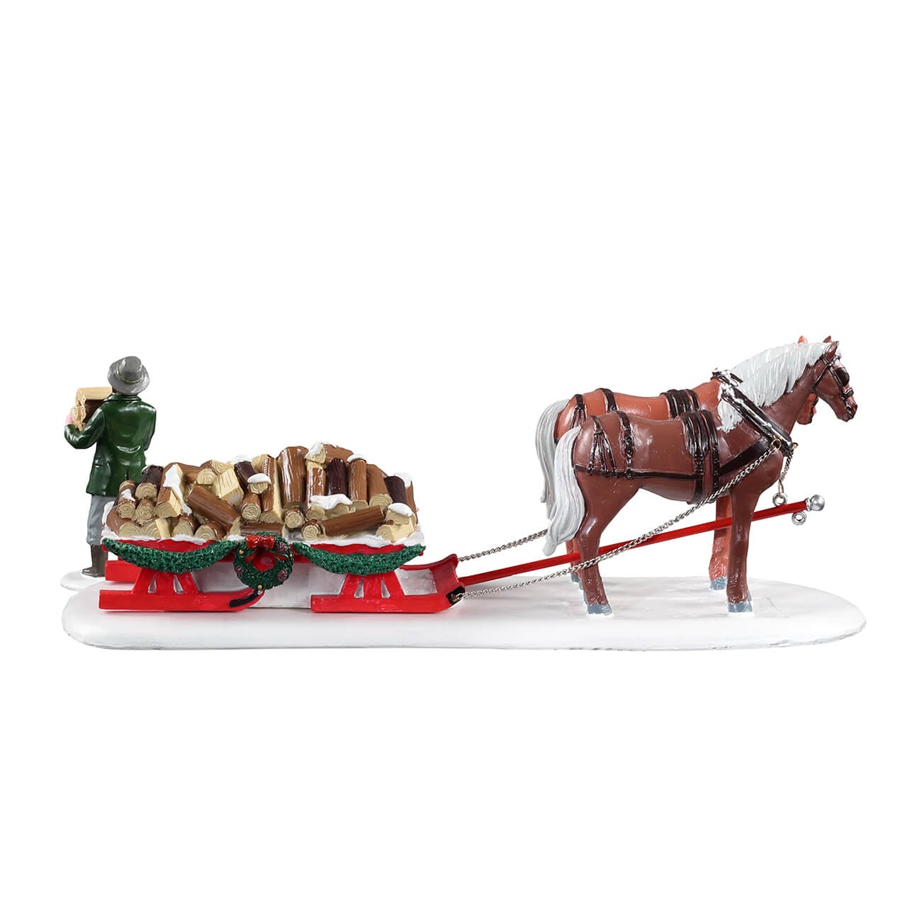 lemax-firewood-delivery-tra-neau-et-chevaux-miniatures-vail-village image 4