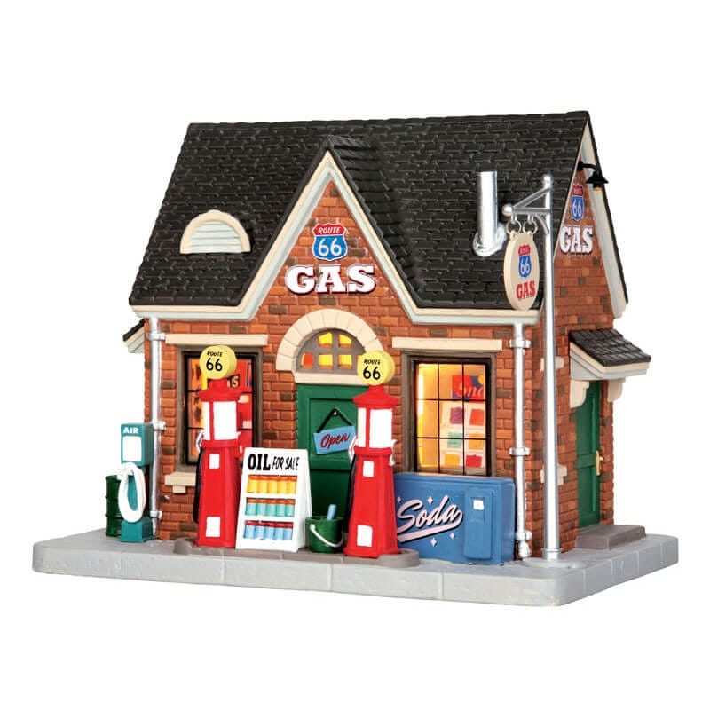 lemax-vintage-gas-station-station-service-miniature-lumineuse-r-tro image 1