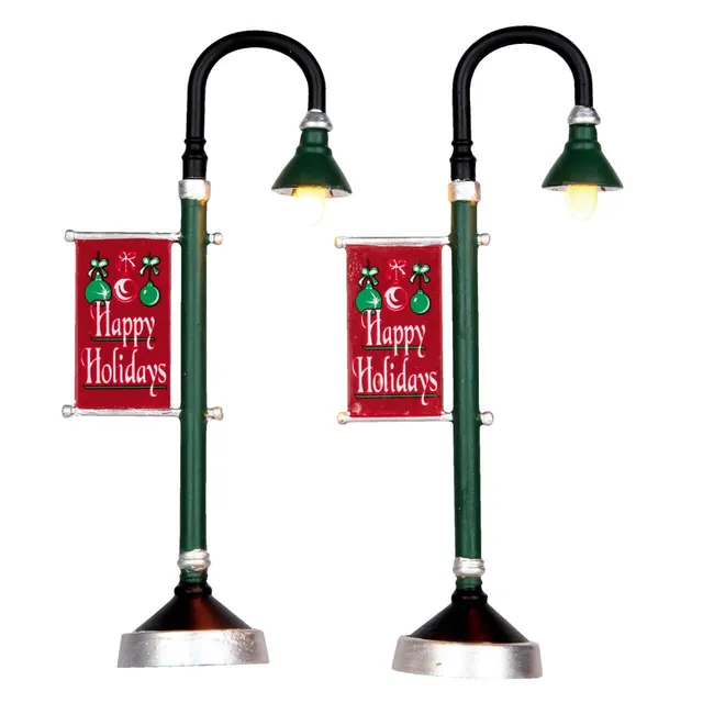 lemax-municipal-street-lamps-lot-de-2-lampadaires-miniatures-village-de-no-l image 1