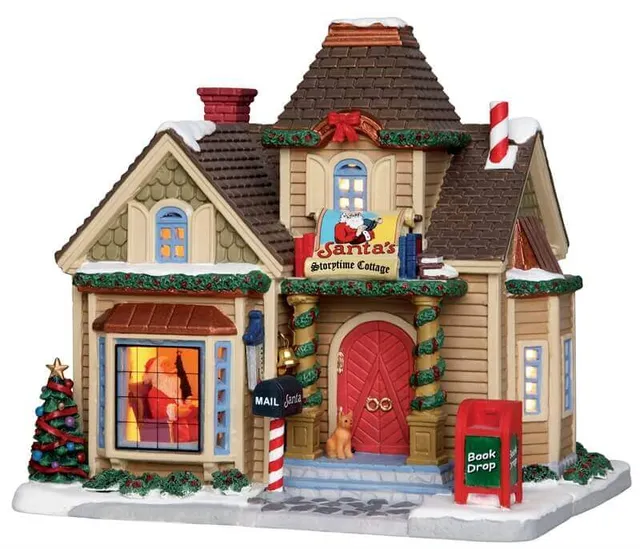 lemax-santa-s-storytime-cottage-miniature-village-de-no-l-lumineuse image 1