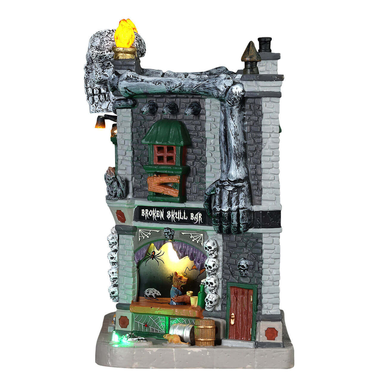 lemax-broken-skull-bar-b-timent-lumineux-spooky-town image 2