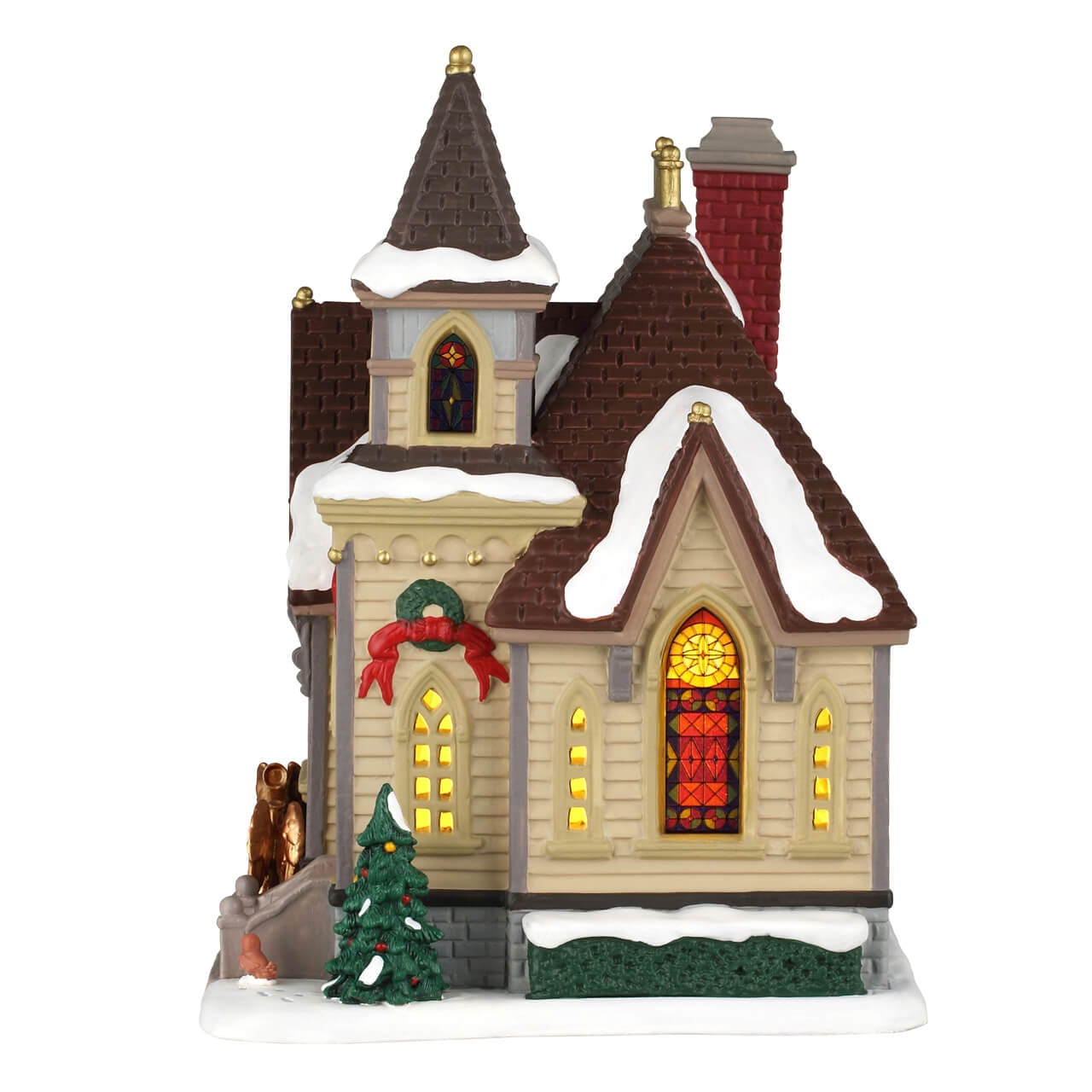 lemax-maple-lane-chapel-harvest-crossing-chapelle-lumineuse-vitraux image 3