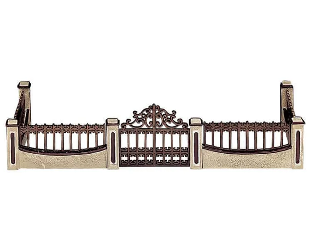 lemax-iron-gate-and-wall-portail-et-mur-miniature-village image 1