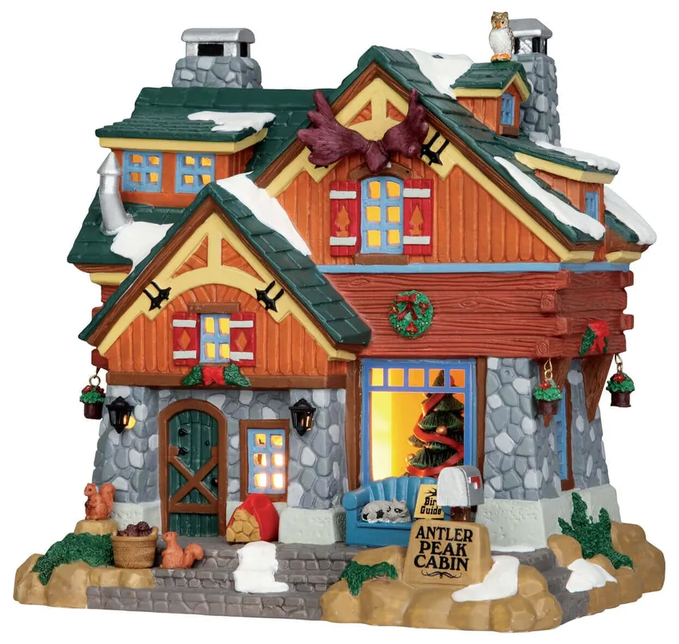 lemax-antler-peak-cabin-chalet-miniature-lumineux image 1