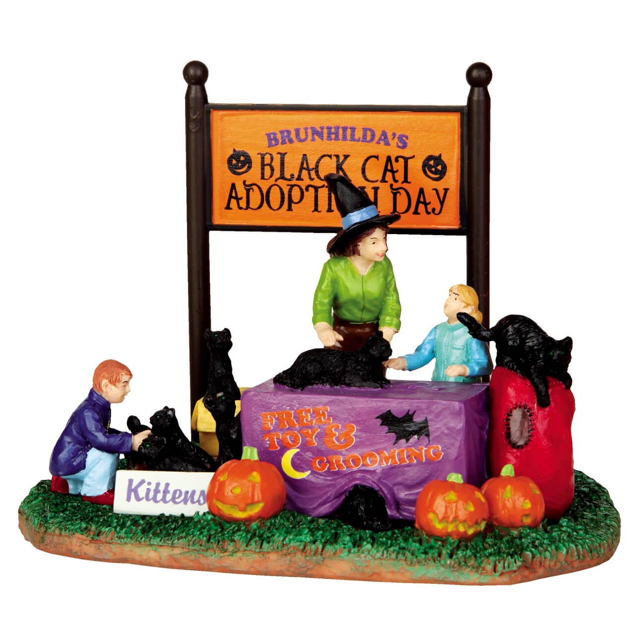 lemax-black-cat-adoption-figurine-spooky-town-halloween image 1