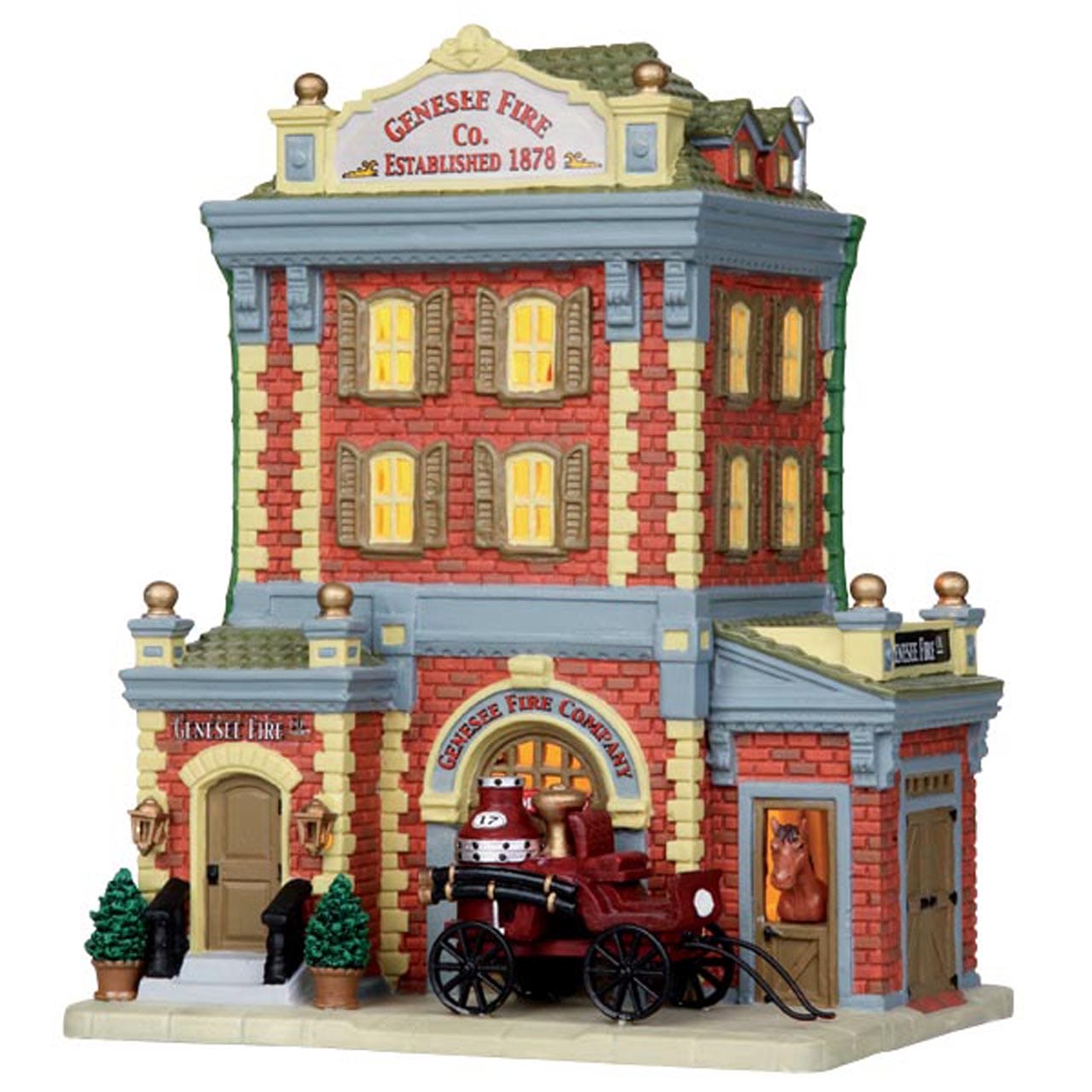 lemax-genesee-fire-company-b-timent-lumineux-caserne-de-pompiers-village image 1