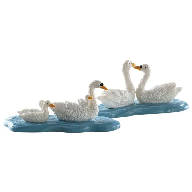 lemax-swans-figurines-cygnes-village-miniature image 1
