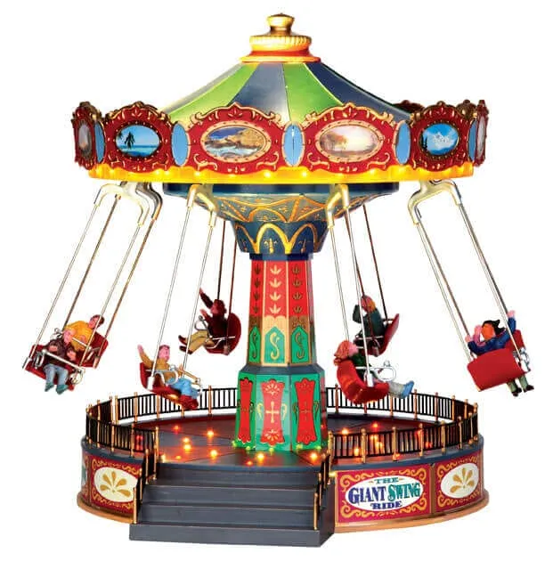 lemax-the-giant-swing-ride-man-ge-forain-miniature-lumineux-anim image 1