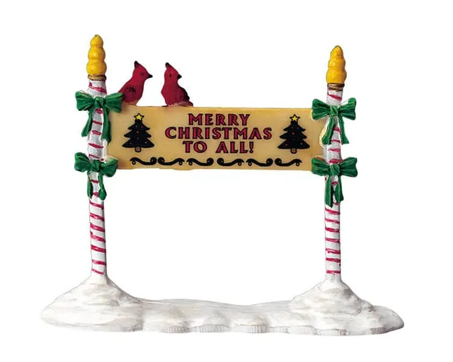 lemax-merry-christmas-to-all-d-cor-panneau-village-miniature-de-no-l image 1